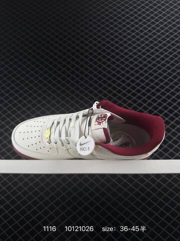 Nike Air Force 1 Low White Burgundy 36-45 5 Lifestyle - Unisex (BS-74185)