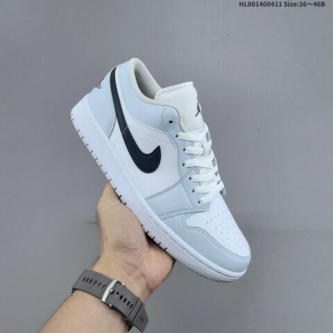 Jordan Air Jordan 1 Low White Light Blue Navy 36 46B Casual - Women s BS-66244