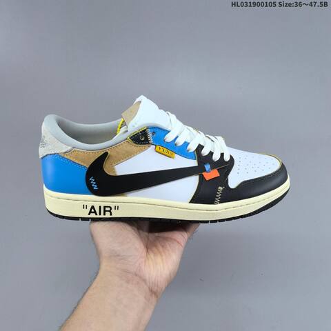 Jordan Air Jordan 1 Low x Travis Scott Reverse Mocha White Black Blue Red 36 47 5 Lifestyle - Unisex (BS-67108)