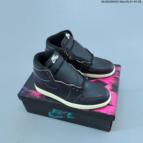 Jordan Air Jordan 1 High OG Black Muslin With Multicolor Accents 35 5 47 5 Casual - Unisex (BS-66091)