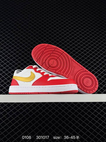 Nike Court Borough Low White Yellow Red 36-45 Casual - Unisex (BS-73239)