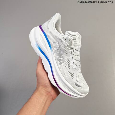 HOKA ONE ONE Bondi 9 White Blue Purple EU 36-46 Running Shoe Running Sneakers - Unisex (BS-69437)