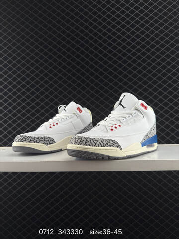 Jordan Air Jordan 3 Retro White Grey Blue Red Cream EU 36-45 Basketball Shoe - Unisex BS-81074
