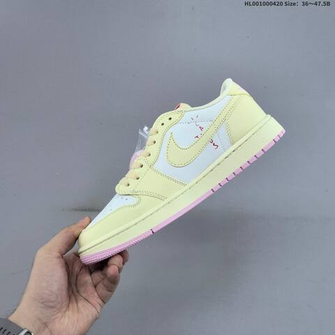 Nike Air Jordan 1 Low Cream White Pink 36 47 5 Lifestyle - Unisex (BS-66122)
