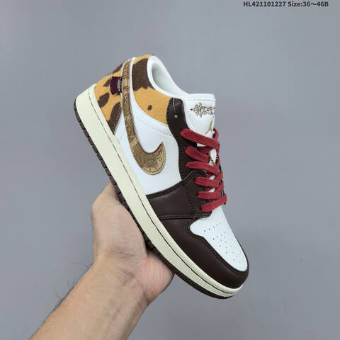 Jordan Air Jordan 1 Low White Brown Red Gold Animal Print EU 36-46 Lifestyle - Unisex (BS-67233)