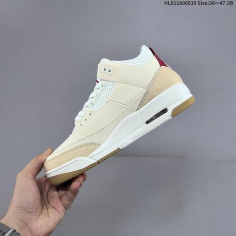 Jordan Air Jordan 3 Retro White Cream Red 36 47 5 Basketball - Unisex (BS-65999)