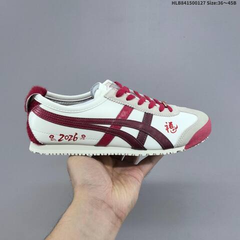 Onitsuka Tiger MEXICO 66 White Cream Burgundy Red EU 36-45 Sneaker Casual Sneakers Unisex BS-69034