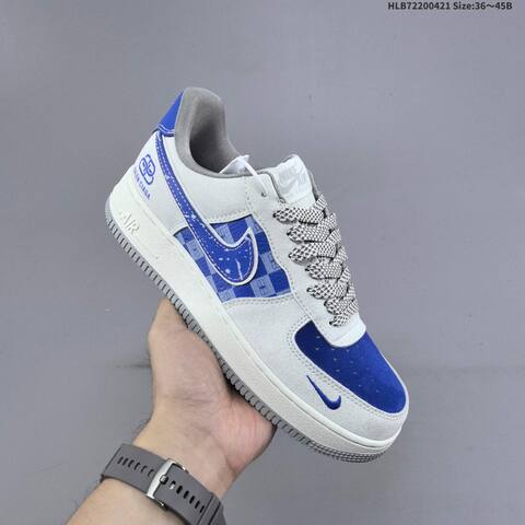 Nike Air Force 1 07 LV8 Light Grey Royal Blue White Grey EU 36-45 Skate Shoe - Unisex BS-60601
