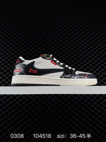 Jordan Air Jordan 1 Low Travis Scott Stussy Supreme Custom Sail Navy Grey Black Red EU 36-45 Sneaker - Unisex BS-79690