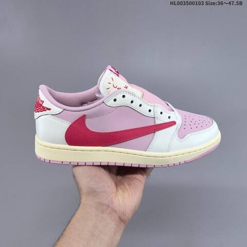 Nike Travis Scott x Air Jordan 1 Low Pink White Red 36 47 5 Lifestyle - Unisex (BS-67132)