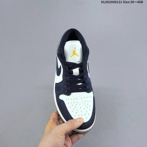 Jordan Air Jordan 1 Low Obsidian Suede White Navy 36 46B Casual - Women's (BS-66895)