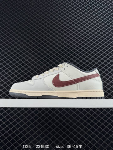 Nike Dunk SB Low Cream White With Burgundy Accents And Gray Outsole 36-45 Skate - Unisex (BS-74014)