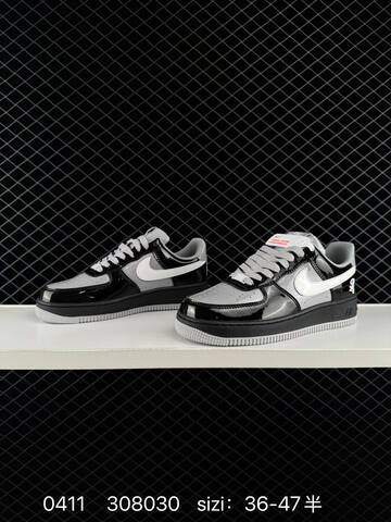 Nike Air Force 1 07 Black Grey White Patent Leather EU 36-47 5 Lifestyle - Unisex (BS-72174)
