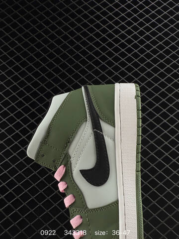 Jordan Air Jordan 1 Mid Olive Green Light Grey Black Pink White EU 36-47 Basketball Shoe - Unisex BS-80658