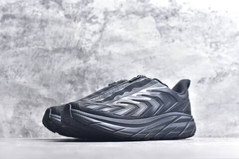 HOKA ONE ONE Project Clifton Black Dark Grey Silver Running Shoe Running Sneakers (BS-59541)
