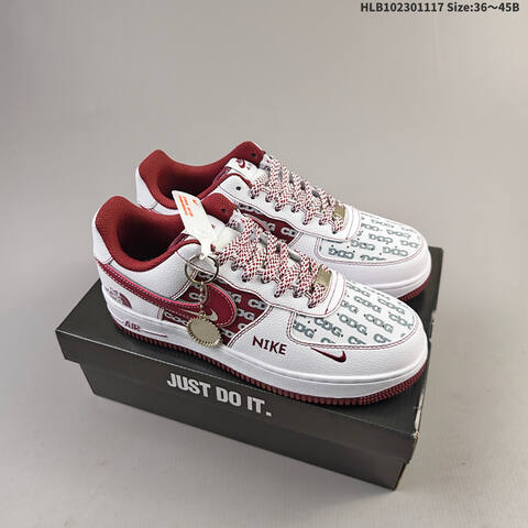 Nike Air Force 1 07 LX White Dark Red Pink EU 36-45 Sneaker - Unisex (BS-63575)