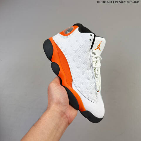 Jordan Air Jordan 13 White Black Orange 36-46B Basketball - Women's (BS-63456)