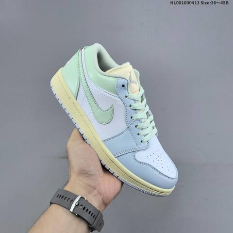 Jordan Air Jordan 1 Low Light Blue White Mint Green Cream 36 45 Casual - Unisex BS-66211
