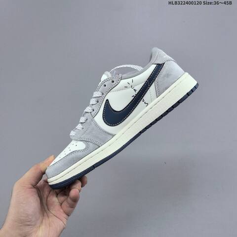 Nike Air Jordan 1 Low White Grey Navy 36 45 Basketball - Unisex (BS-66910)