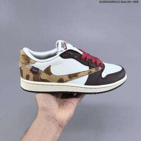 Nike Air Jordan 1 Low OG White Black-brown With Burgundy Laces And Camo Accent 36 46 Lifestyle - Unisex (BS-66997)