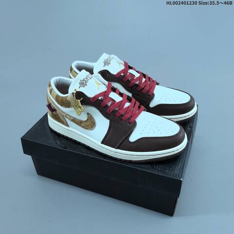 Jordan Air Jordan 1 Low Year Of The Horse White Brown Tan Red 35 5-46 Lifestyle - Unisex (BS-67183)