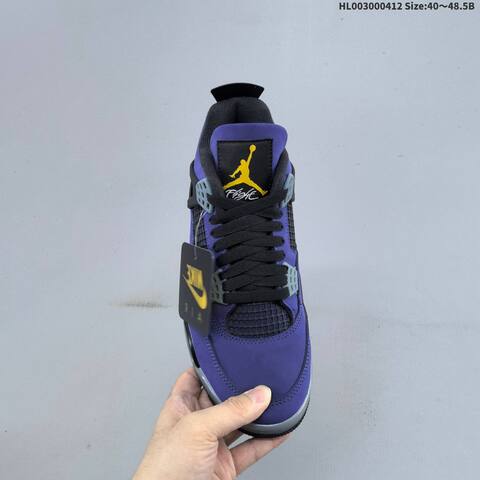Jordan Air Jordan 4 Retro OG Imperial Purple Black Grey Yellow 40 48 5 Basketball - Men's (BS-66226)