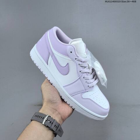 Jordan Air Jordan 1 Low Black White Grey Pink And White Lilac EU 36-46 Casual - Unisex (BS-65928)