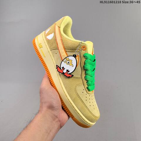 Nike Air Force 1 Low White Dark Green Metallic Green Orange EU 36-45 Sneaker - Unisex BS-62585