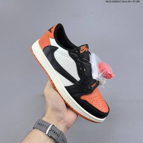 Jordan Air Jordan 1 Low Black White Orange 36 47 5 Casual - Unisex BS-66163