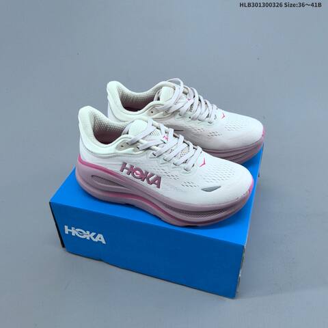 HOKA ONE ONE Bondi 8 White Light Pink Dark Pink EU 36-41 Running Shoe Running Sneakers - Unisex (BS-69373)