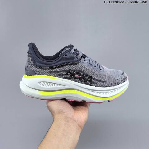 HOKA ONE ONE Bondi 9 Grey Navy Neon Yellow Pink White EU 36-45 Running Shoe Running Sneakers - Unisex (BS-69422)