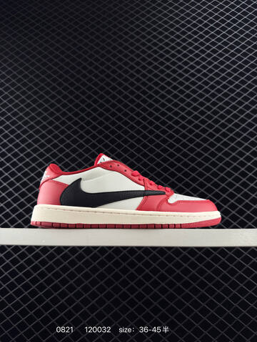 Jordan Travis Scott x Air Jordan 1 Low Canary Red White Black Sail EU 36-45 Sneaker - Unisex (BS-80867)