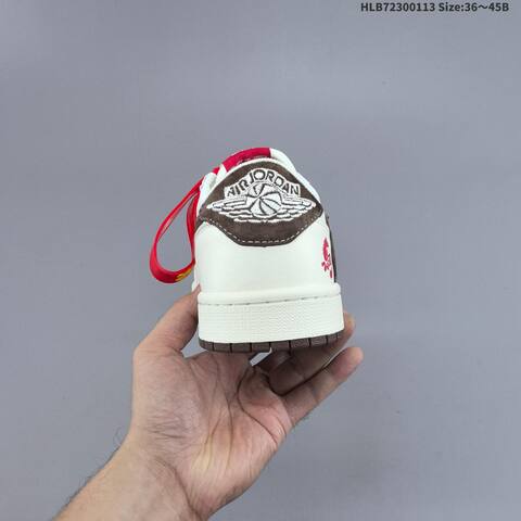 Nike Air Jordan 1 Low White Brown Red 36 45 Lifestyle - Unisex (BS-66995)