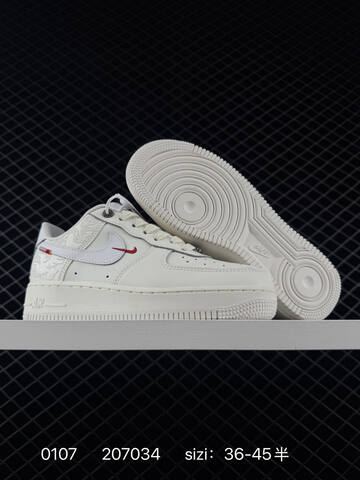 Nike Air Force 1 07 Low White Cream With Red Accents 36-45 Lifestyle - Unisex (BS-73273)