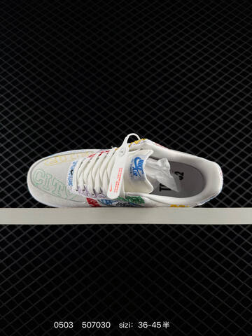 Nike Air Force 1 07 LV8 White Multicolor Embroidered City Names 36-45 Lifestyle - Unisex (BS-71711)
