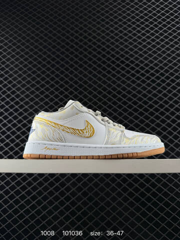 Jordan Air Jordan 1 Low 553558-118 White Gold Grey Gum EU 36-47 Basketball Shoe - Unisex (BS-80564)