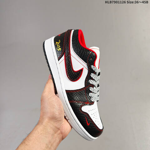 Nike Air Jordan 1 Low Black White Red 36 45B Lifestyle - Women's (BS-63065)