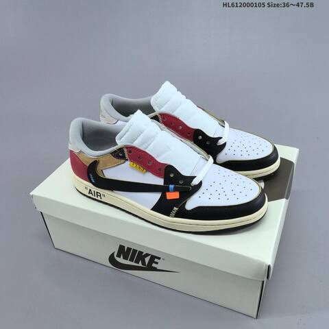 Nike Air Jordan 1 Low x Travis Scott Reverse Mocha White Black Red Khaki 36 47 5 Lifestyle - Unisex (BS-67092)