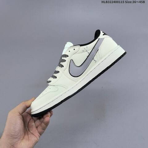 Nike Air Jordan 1 Low x Travis Scott DIY-inspired White Black Grey EU 36 45 Lifestyle - Unisex (BS-66960)