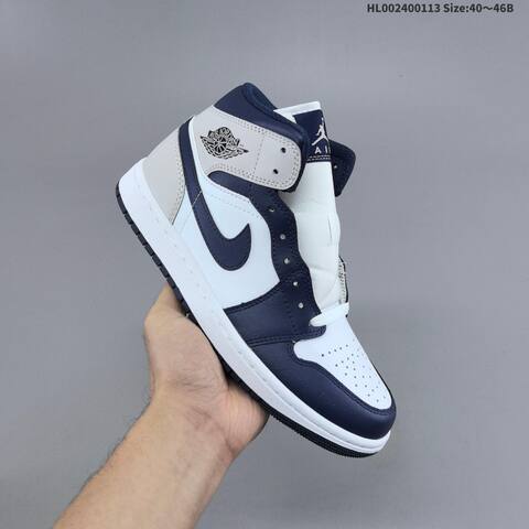 Jordan Air Jordan 1 Mid White Navy Grey EU 40-46 Basketball - Men's (BS-66992)
