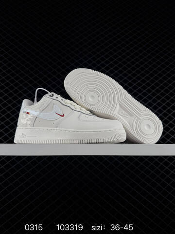 Nike Air Force 1 07 Low White Cream With Red Mini Swoosh EU 36-45 Casual - Unisex (BS-72634)