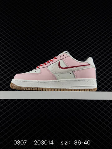 Nike Air Force 1 07 Pink White Red With Gum Sole 36-40 Casual - Unisex (BS-72754)