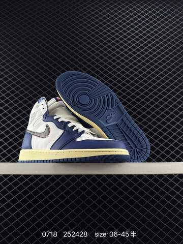 Jordan Air Jordan 1 Retro High OG White Navy Black Pale Yellow EU 36-45 Basketball Shoe - Unisex (BS-81048)