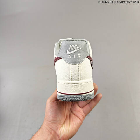 Nike Air Force 1 Low Off White Grey Burgundy EU 36-45 Sneaker - Unisex (BS-63536)