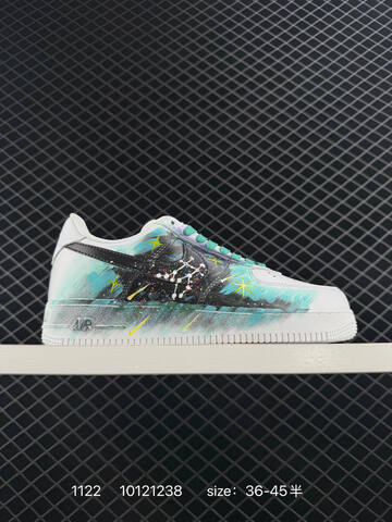 Nike Air Force 1 07 White Black With Multicolor Galaxy Custom Paint EU 36-45 5 Lifestyle - Unisex (BS-74053)