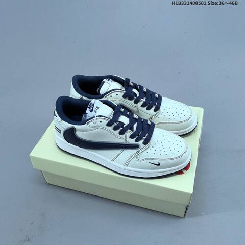 Louis Vuitton Nike Air Jordan 1 x Travis Scott AIR JORDAN DIY White Gray Black Navy (BS-66062)