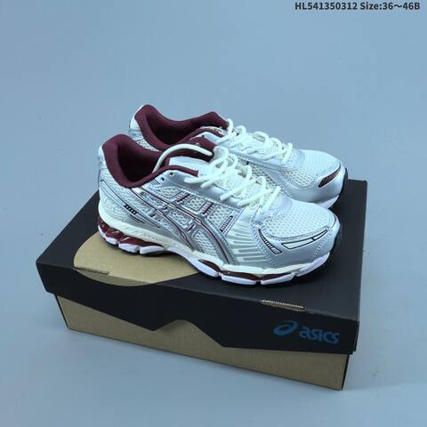 ASICS Gel-Kayano 12 1 White Silver Cream Burgundy EU 36-46 Running Shoe Running Sneakers - Unisex (BS-68997)