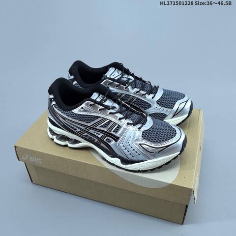 ASICS GEL-KAYANO 14 Silver Black Cream EU 36-46 5 Running Shoe Running Sneakers - Unisex BS-69118