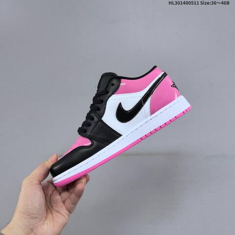 Jordan Air Jordan 1 Low Black White Pink EU 36-46 Basketball - Unisex (BS-65993)