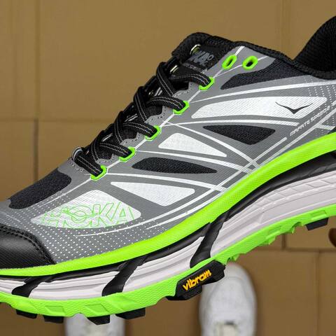 HOKA Mafate Speed 2 Black Grey Neon Green White Trail Shoe Trail Running Sneakers (BS-86894)